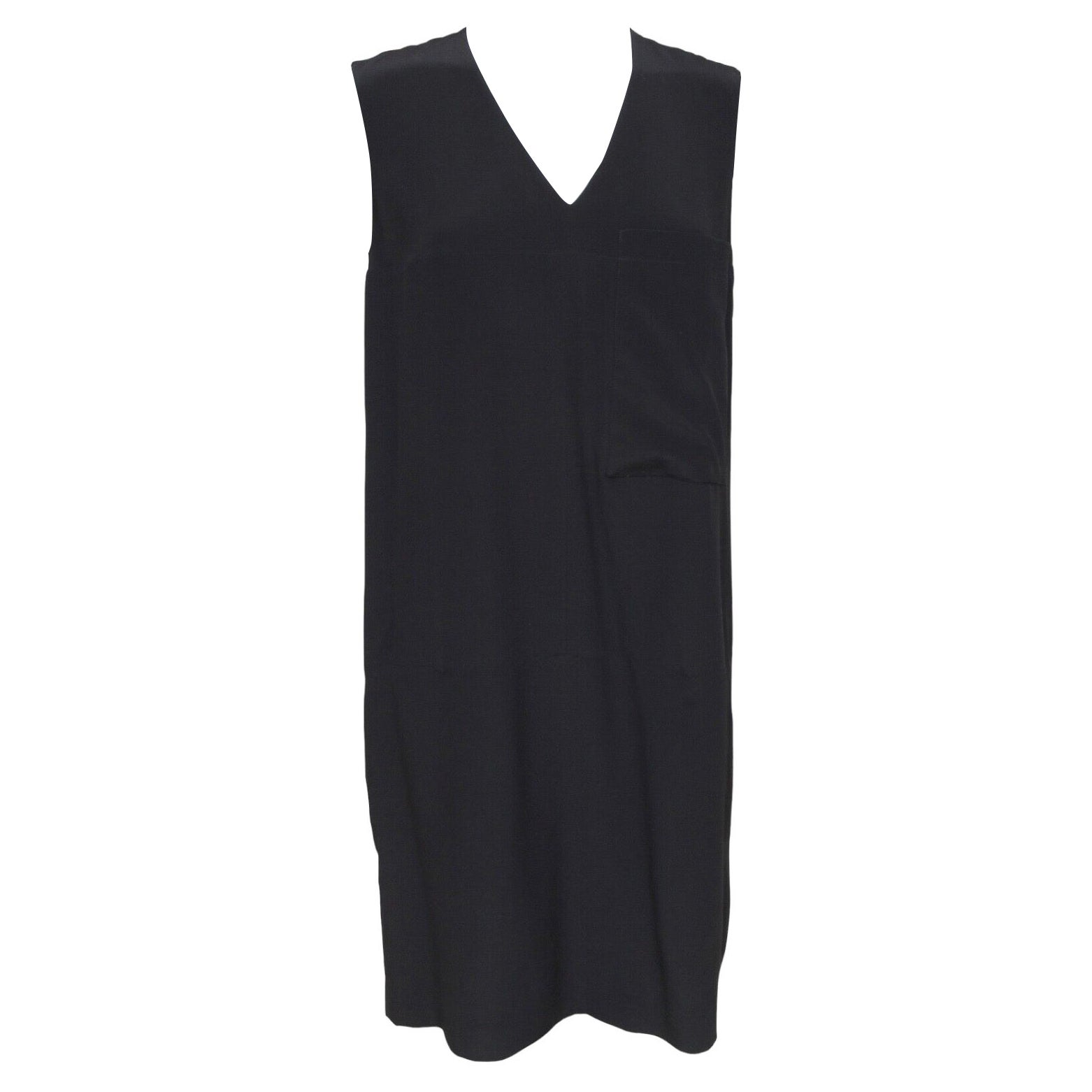 CHLOE Black Silk Dress Shift V-Neck Sleeveless Slip On Pockets Sz 34 For  Sale at 1stDibs