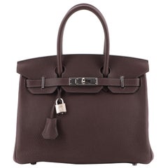 Hermes Birkin Handbag Rouge Sellier Clemence with Palladium Hardware 30