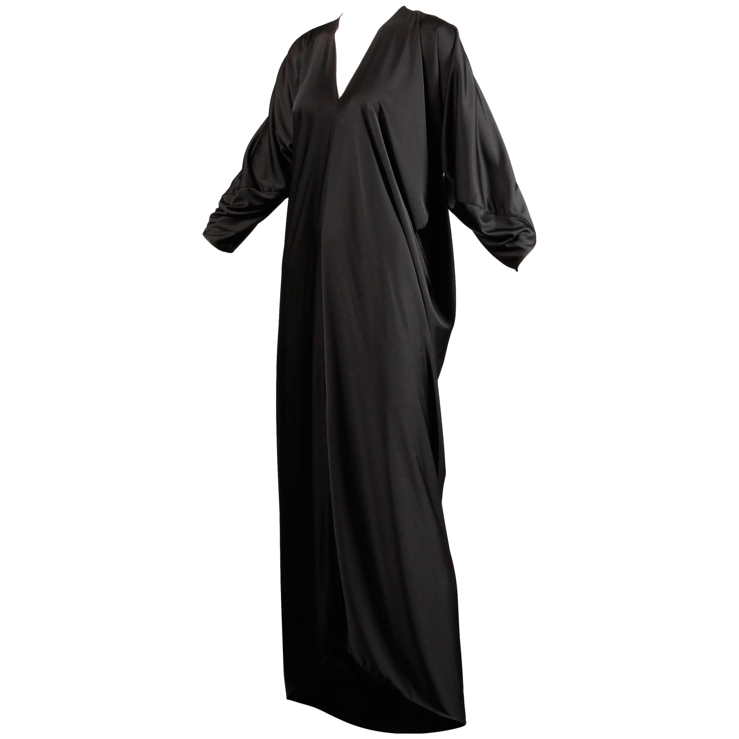 Iconic Halston IV Vintage 1970s Black Cocoon Caftan Maxi Dress