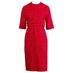 Donald Brooks 1960s Vintage Pink + Fuchsia Wool Wiggle Dress
