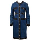 Moschino 1990er Jahre Vintage Schwarz + Blaues Denim-Jeanskleid aus Denim