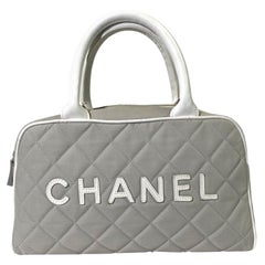 Chanel 2000s Sport Gray Quilted Canvas Mini Handbag
