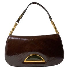 Dior 2000s Malice Brown Khaki Monogram Patent Leather Bag