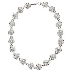 Chaîne collier à rosettes en argent sterling poli 24 carats, longueur 16