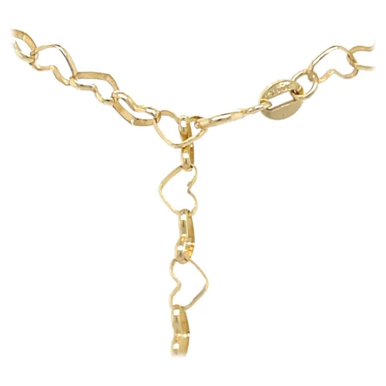 14K Yellow Gold Interlocking Hearts Chain Necklace, Size 16 For Sale at