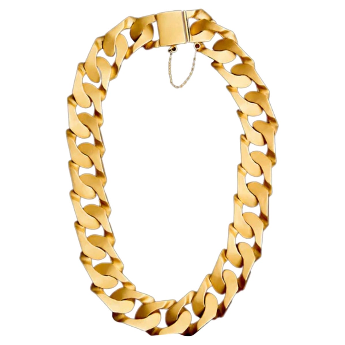 Kuban Chain Necklace in 24K Gold with Satin Finish  For Sale