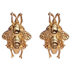 24K Gold Plated Queen Bee Earrings, Size S