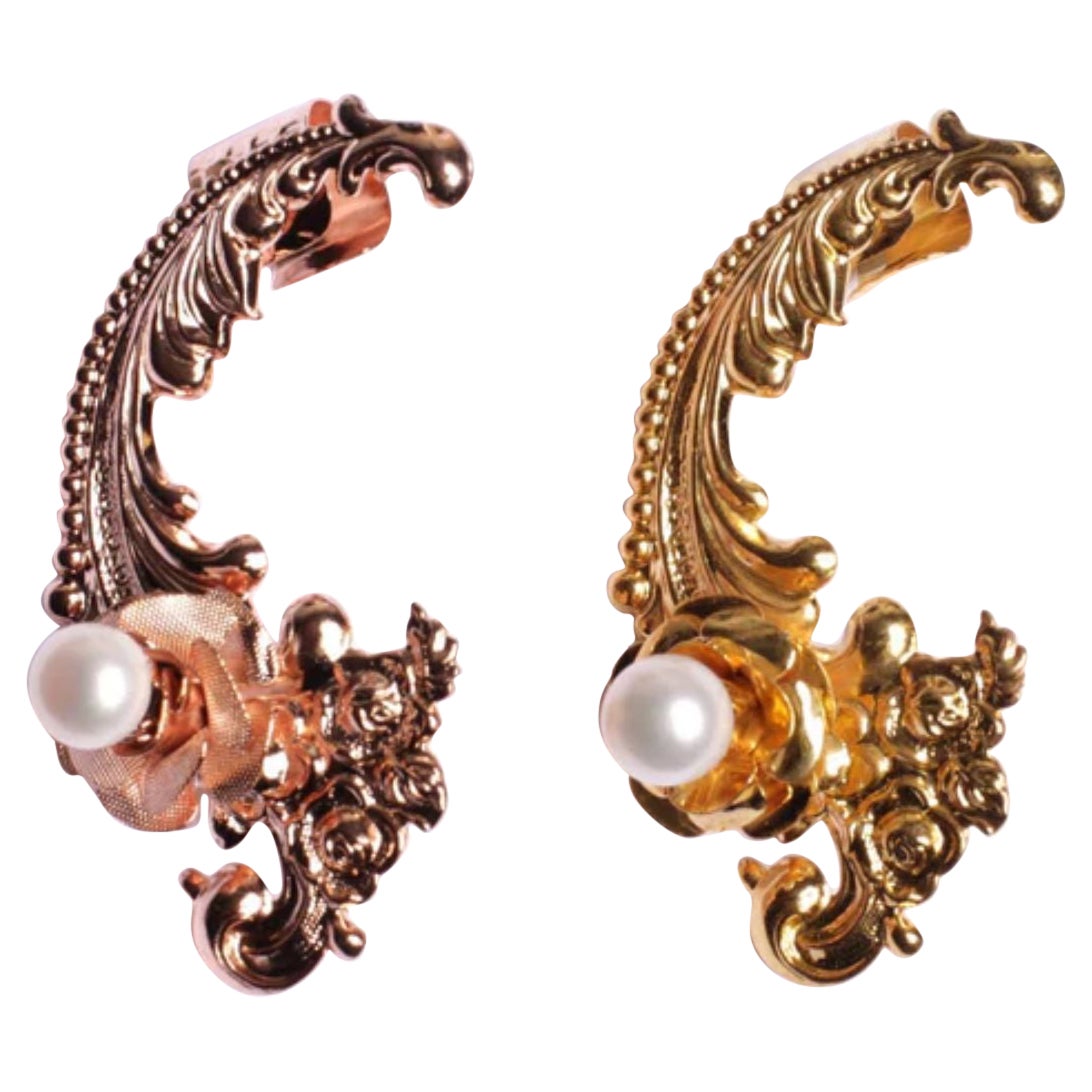 Gold Baroque Pearl Earring/Earcuff For Sale