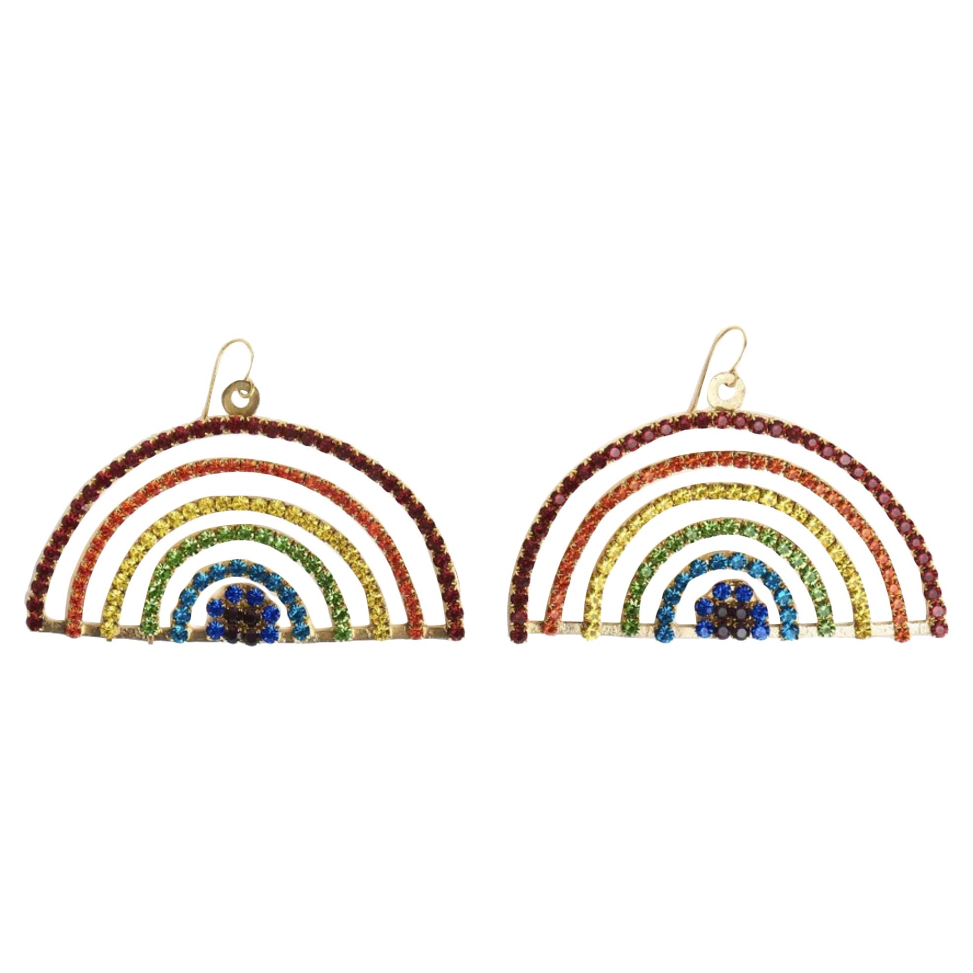 24K Gold Plated Oversized Rainbow Earrings For Sale