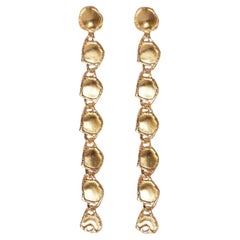 24K Gold Plated Long Drop Earrings on Pewter