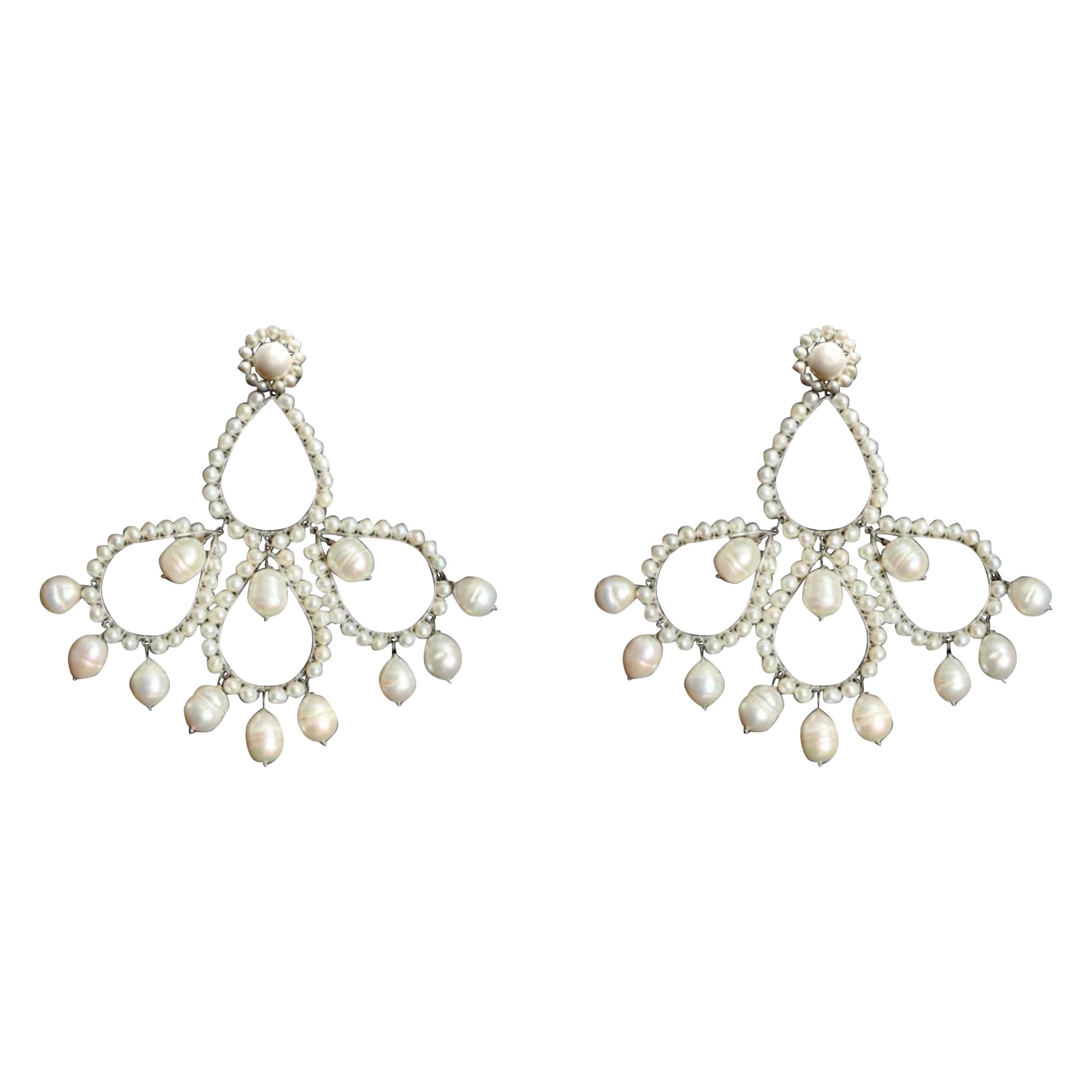 Oversized Freshwater and Baroque Chandelier Pearl Earrings
