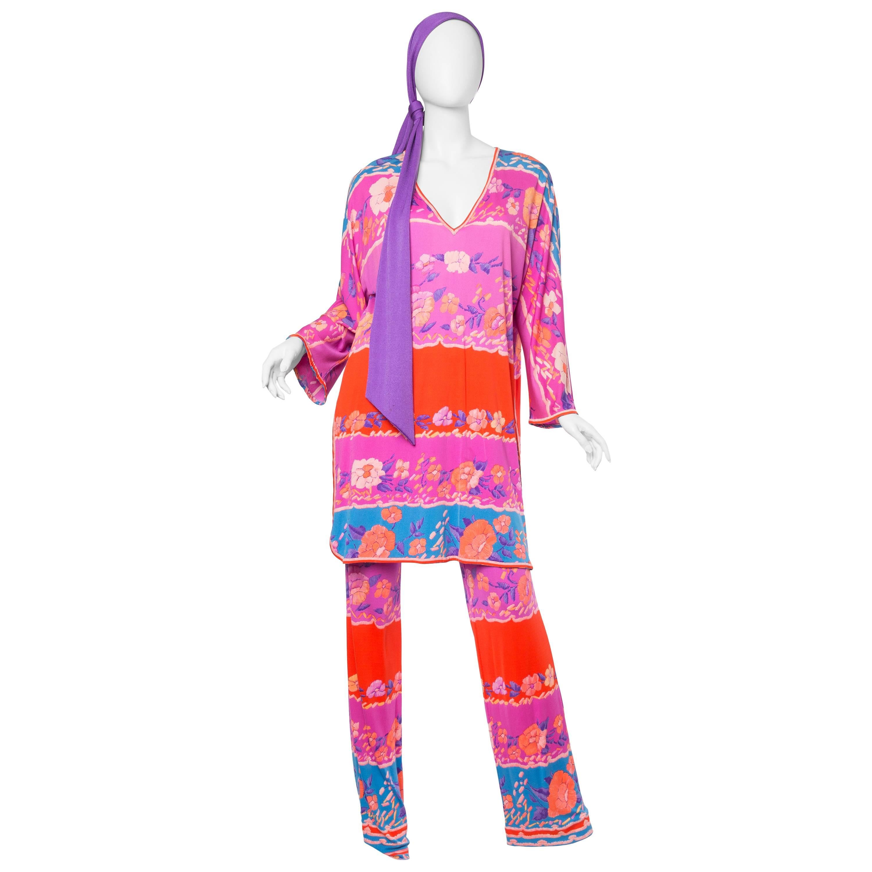 1970s Leonard Silk Jersey Tunic or Mini Dress