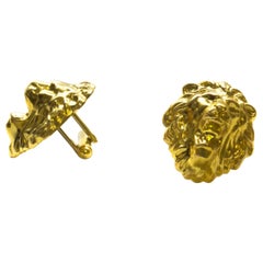 Boutons de manchette du Roi Lion en or 24K plaqué sur laiton