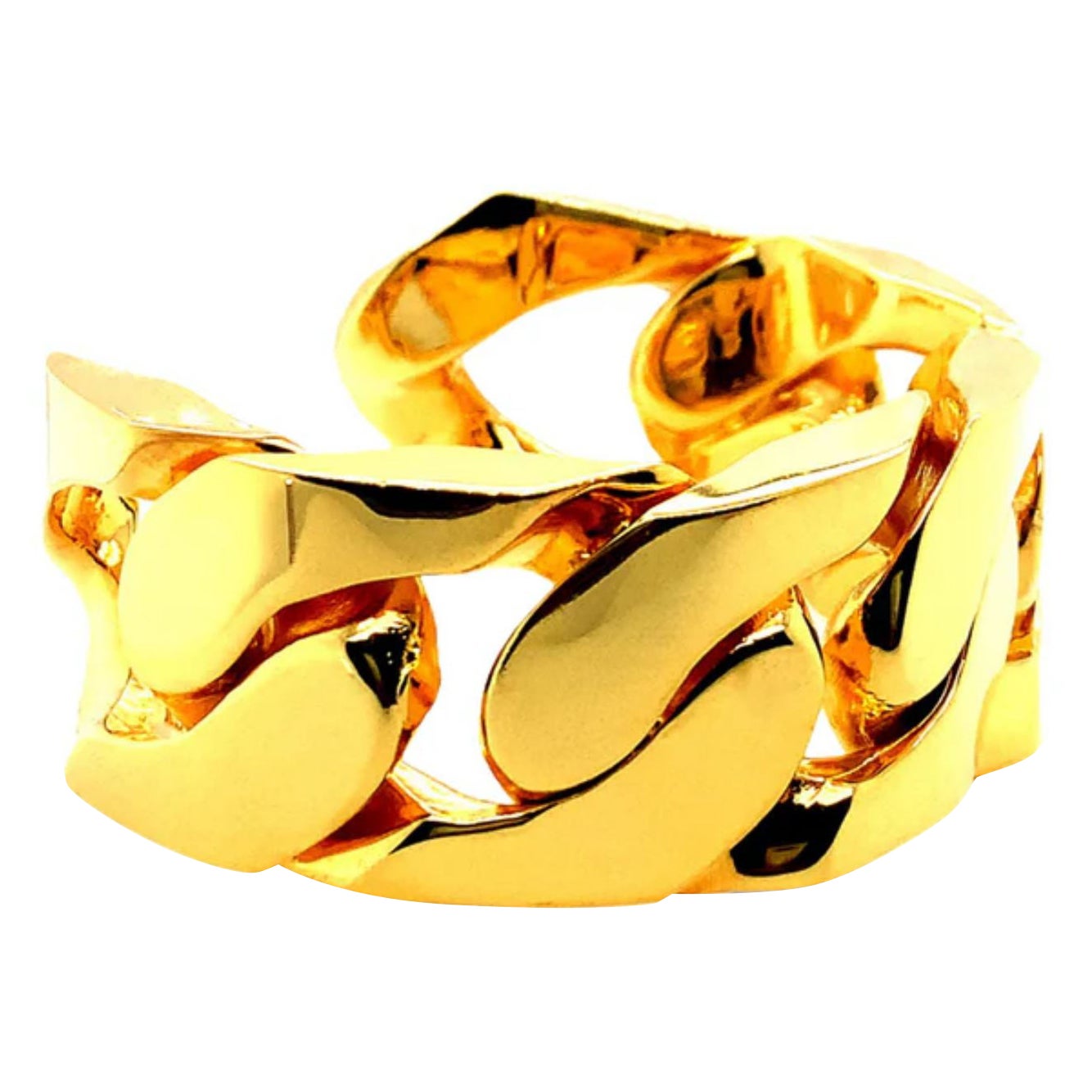 24K Gold Kuban Chain Cuff Plated on Brass For Sale