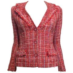 Chanel Coral Tweed Jacket Size 38 (6)