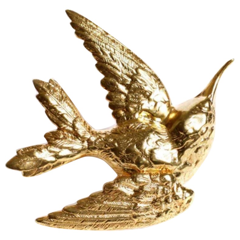 Hummingbird Clip in 24K Gold Plated on Brass For Sale