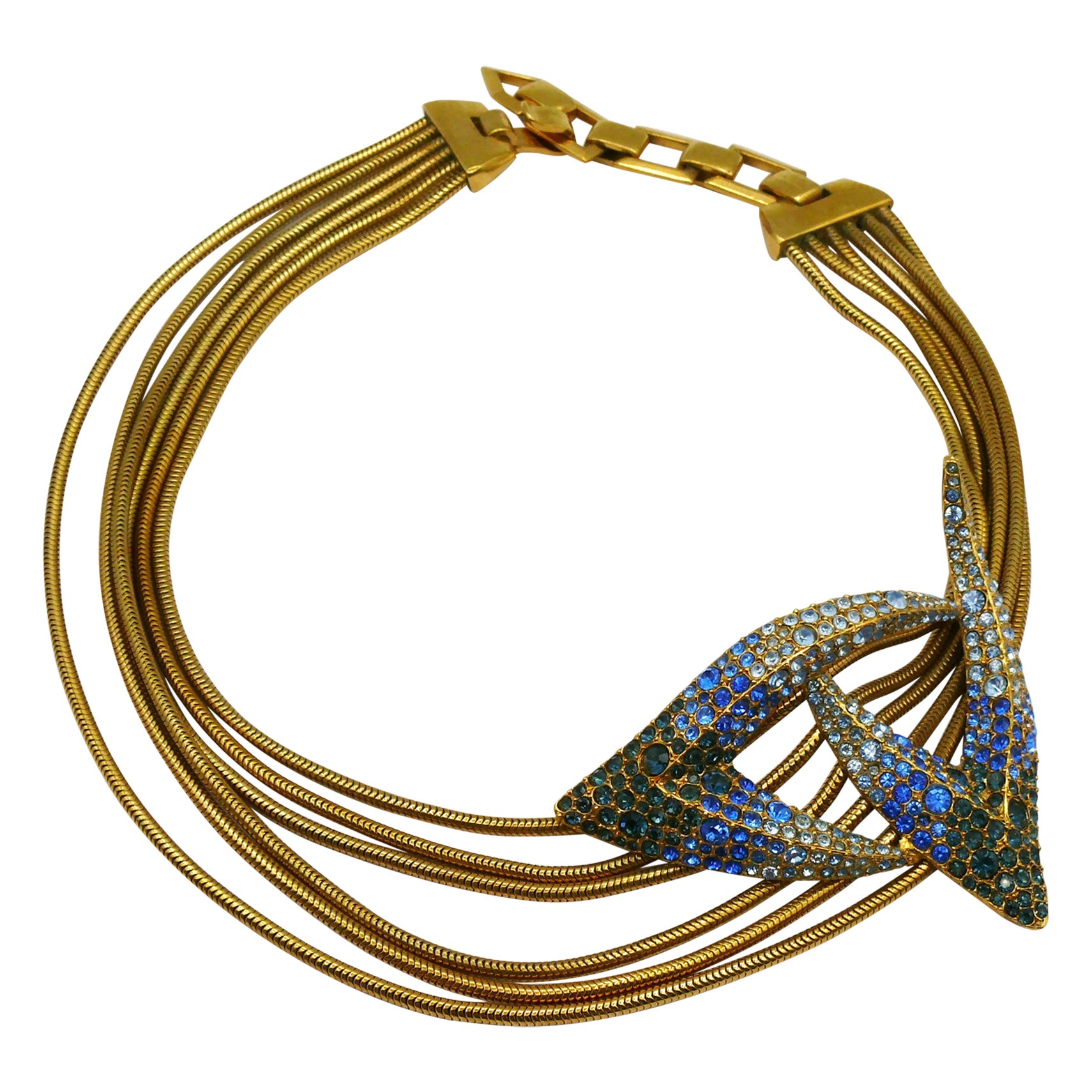 THIERRY MUGLER Vintage Jewelled Claw Centrepiece Collar Necklace