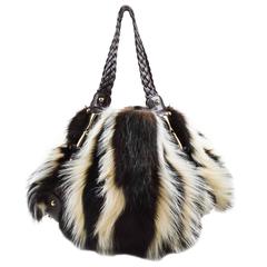 Gucci Brown White Fitch Fur Leather Limited Edition "Pelham Medium" Bag