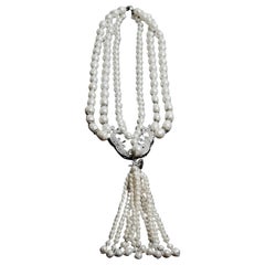 Collier classique de perles à glands en 3 couches