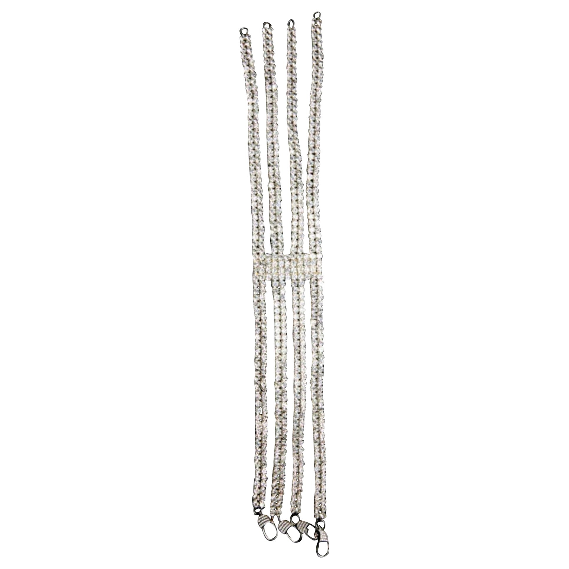 4 Row Art Deco SIlver Crystal Choker Necklace For Sale