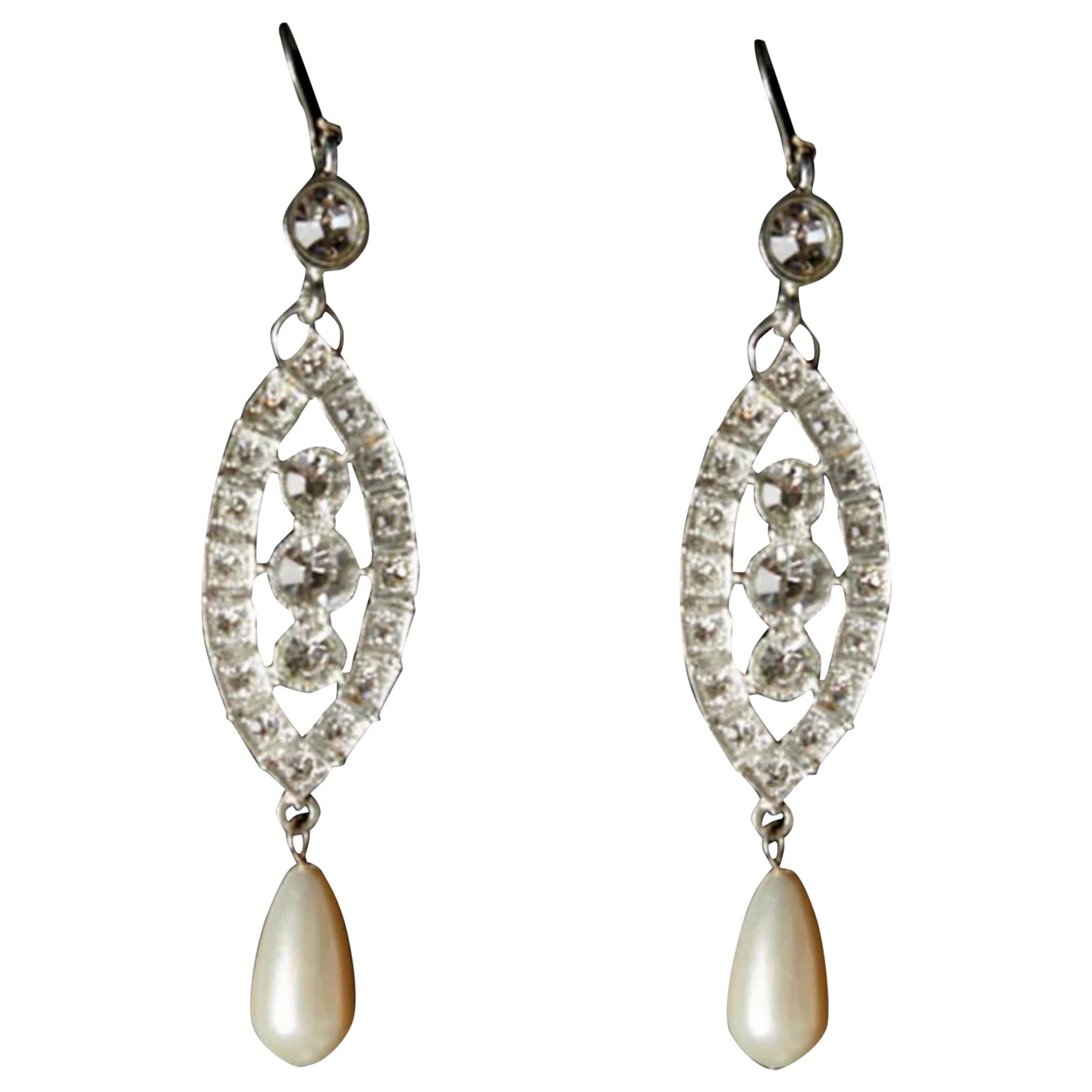 Glamorous Pearl Drop Earrings For Sale