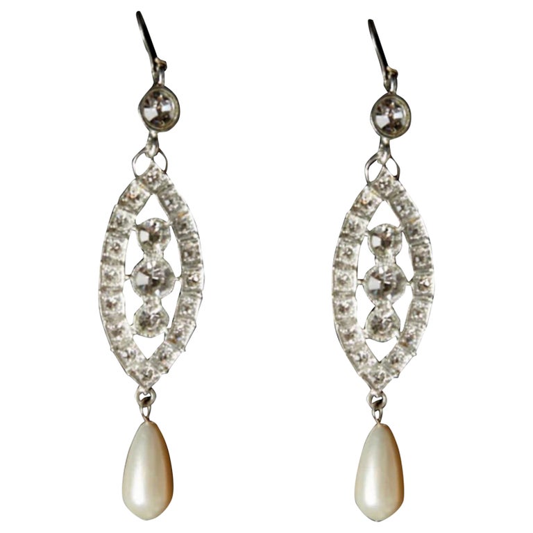 Enamelled Bling Pear Drop Earrings main image 0