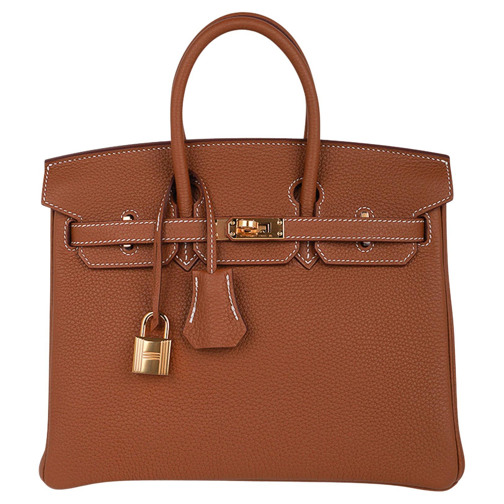 Birkin 25 Tasche Gold Togo Leder mit Goldbeschlägen Ikonisch Neutral im Angebot