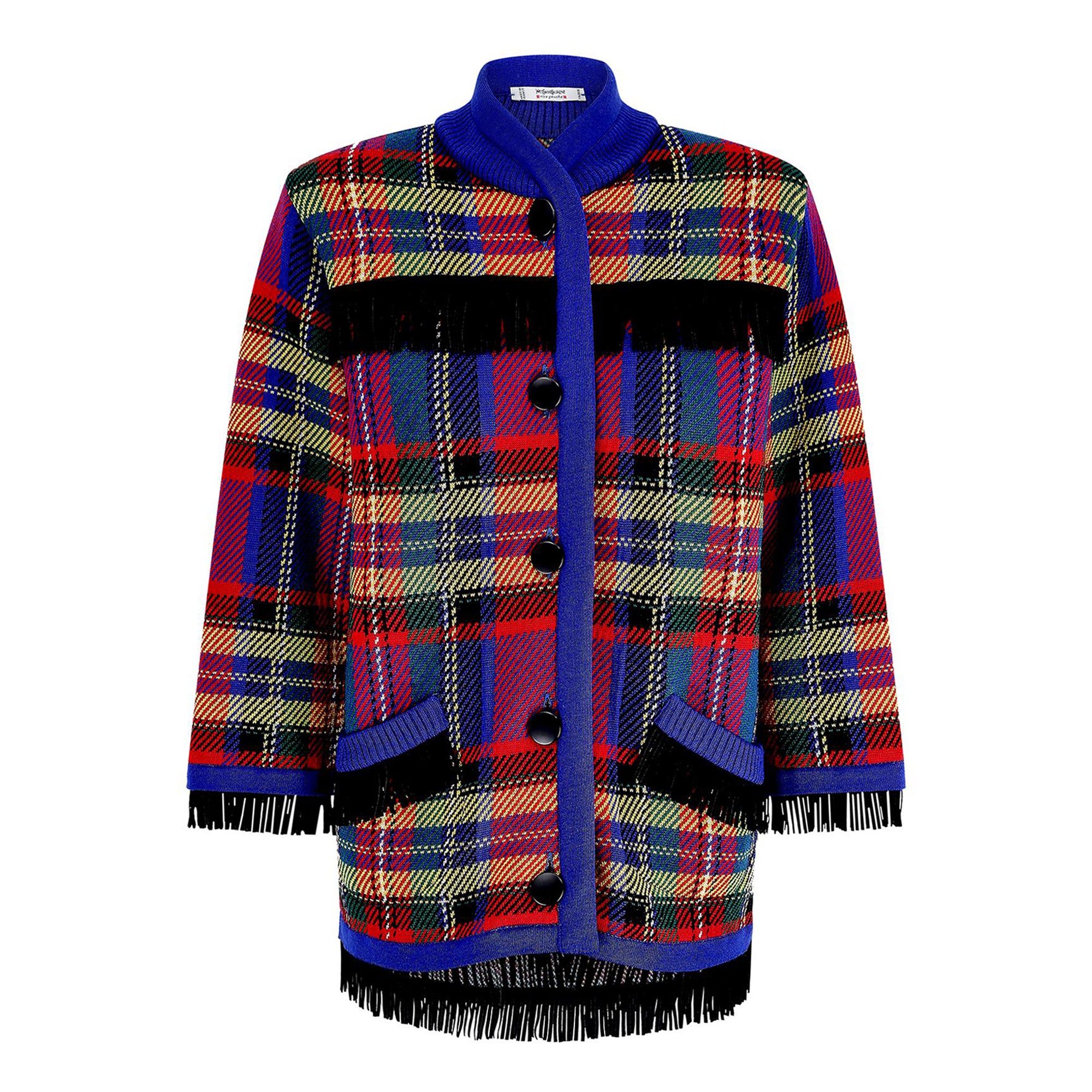 1992 Runway Yves Saint Laurent Tartan Wool Jacket For Sale