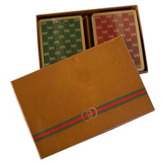 Vintage 70s Gucci Playing Cards Collectible Double Deck Monogram Sealed Barware