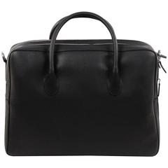 BATTISTONI Black Leather LARGE BRIEFCASE Handbag WORK Business BAG w/ Strap