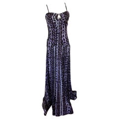 Vintage Roberto Cavalli Just Cavalli Leopard Print Silk Evening Gown Dress Frock