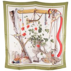 HERMES PARIS Vintage Silk Scarf FLEURS & GIBIERS De Linares 1962