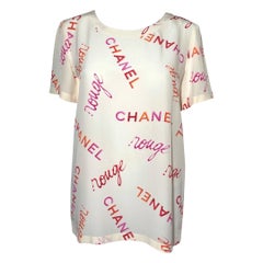 Chanel 1996 Rouge Coco Logo Silk Top T-shirt
