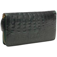 Nancy Gonzalez Hunter Green Crocodile Zip Wallet 11