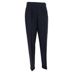 Katharine Hamnett Black Wool Straight Palace High Waist Trousers 1990s