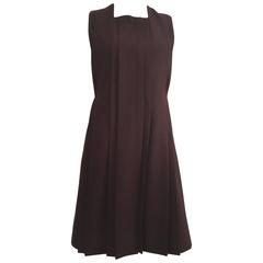 Cacharel Burgundy Sleeveless Pleated Dress Size 8. 5