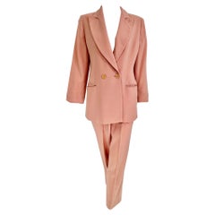 Giorgio Armani Peach Light Wool Double Breasted Pant Set 1990s