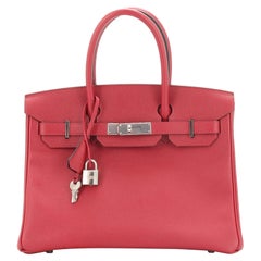 Hermes Birkin Handbag Rouge Garance Epsom with Palladium Hardware 30