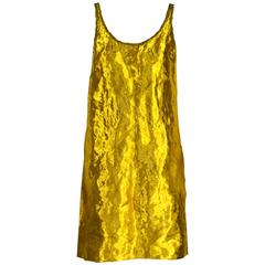 Prada Spring 2009 Gold Metal and Silk Sleeveless Cocktail Dress with ...