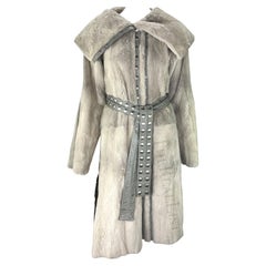 F/W 2003 Dolce & Gabbana Snap Adjustable Grey Orylag Fur Leather Coat