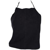 Gemma Kahng Vintage 1990s Black Suede Leather 90s Cropped Halter Top Shirt