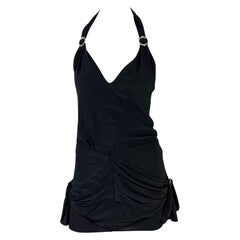 F/W 2003 Christian Dior by John Galliano Rhinestone Buckle Black Tank Skirt Set