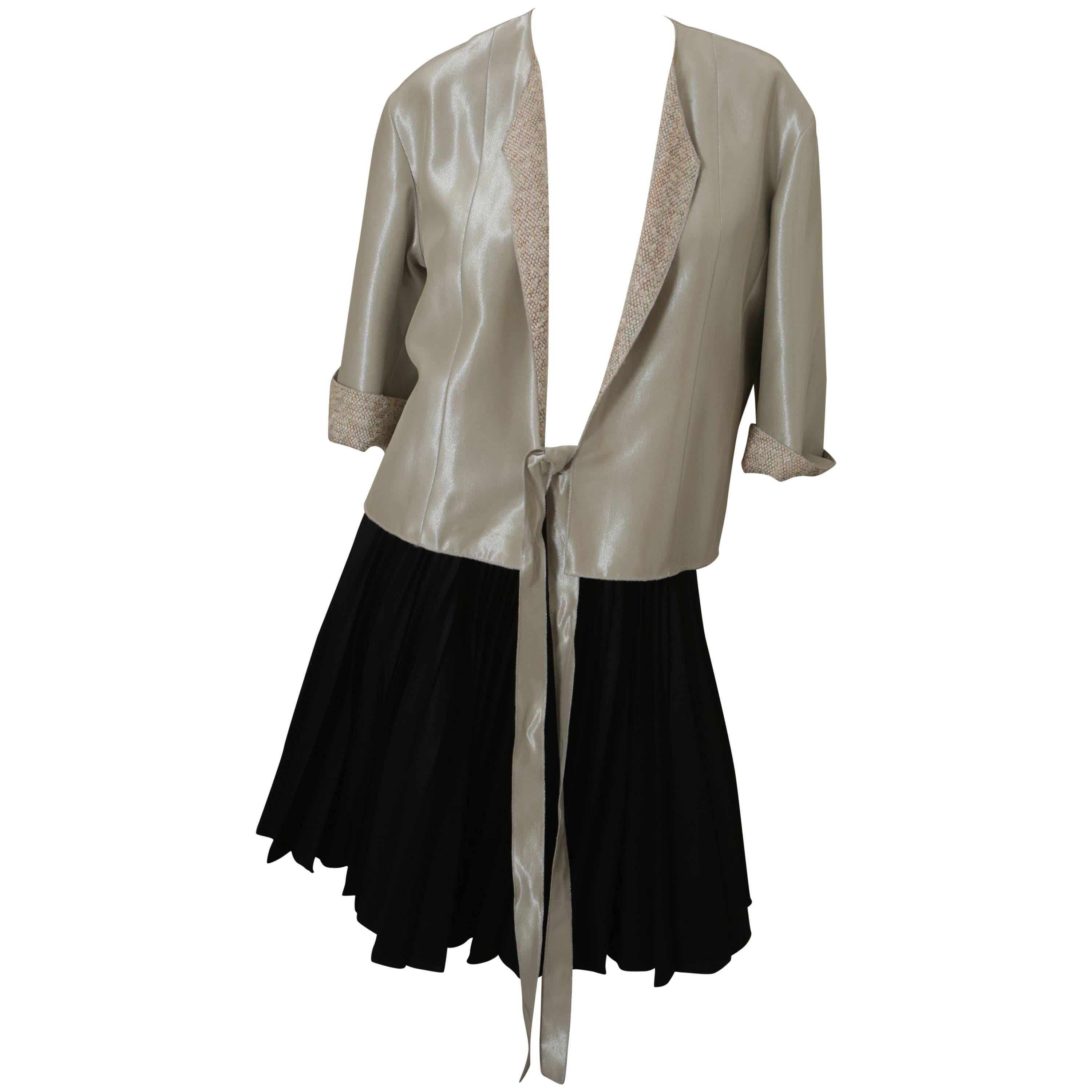 Chanel 3/4 Sleeve Blazer W/ Tweed Lining & Tie Closure