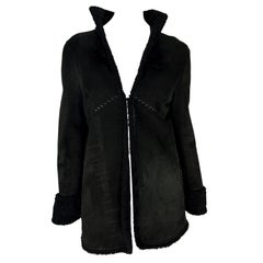 F/W 2002 Gianni Versace by Donatella Chaqueta de piel tejida con borreguillo negro