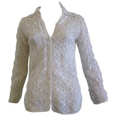 Croc' Madame Juan les Pins Lace Cotton Jacket (S) 4