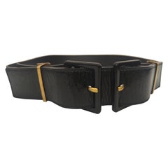 Yves Saint Laurent black patent leather belt