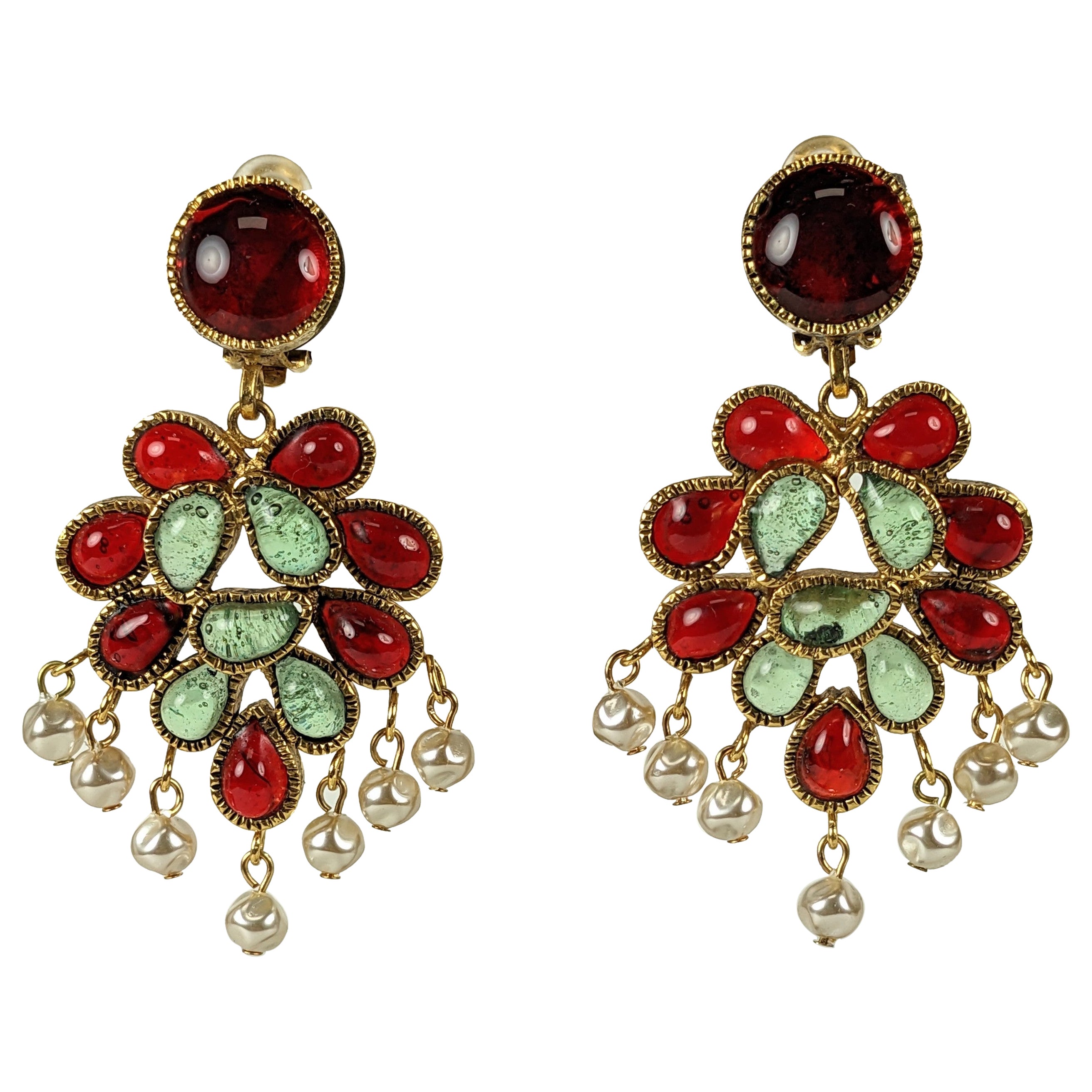 Chanel Anglo Indian Moghul Earrings, Maison Gripoix For Sale