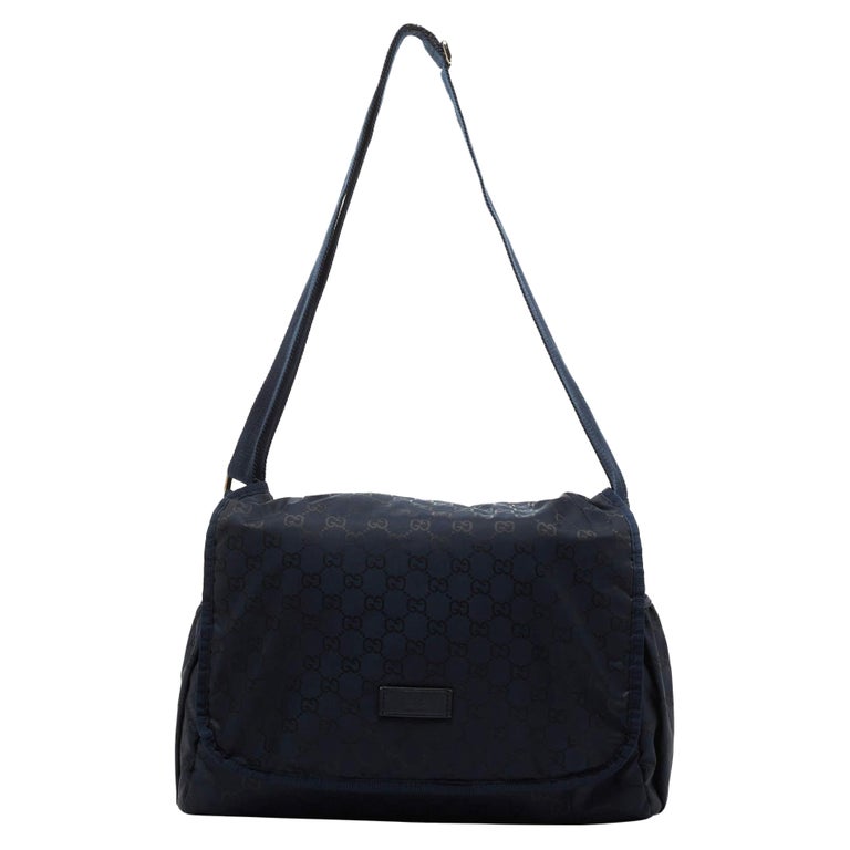 Gucci Blue GG Nylon Messenger Diaper Bag For Sale at 1stDibs