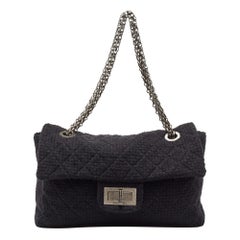 Chanel Black Quilted Wool Boucle XXL Reissue 2.55 Flap Bag