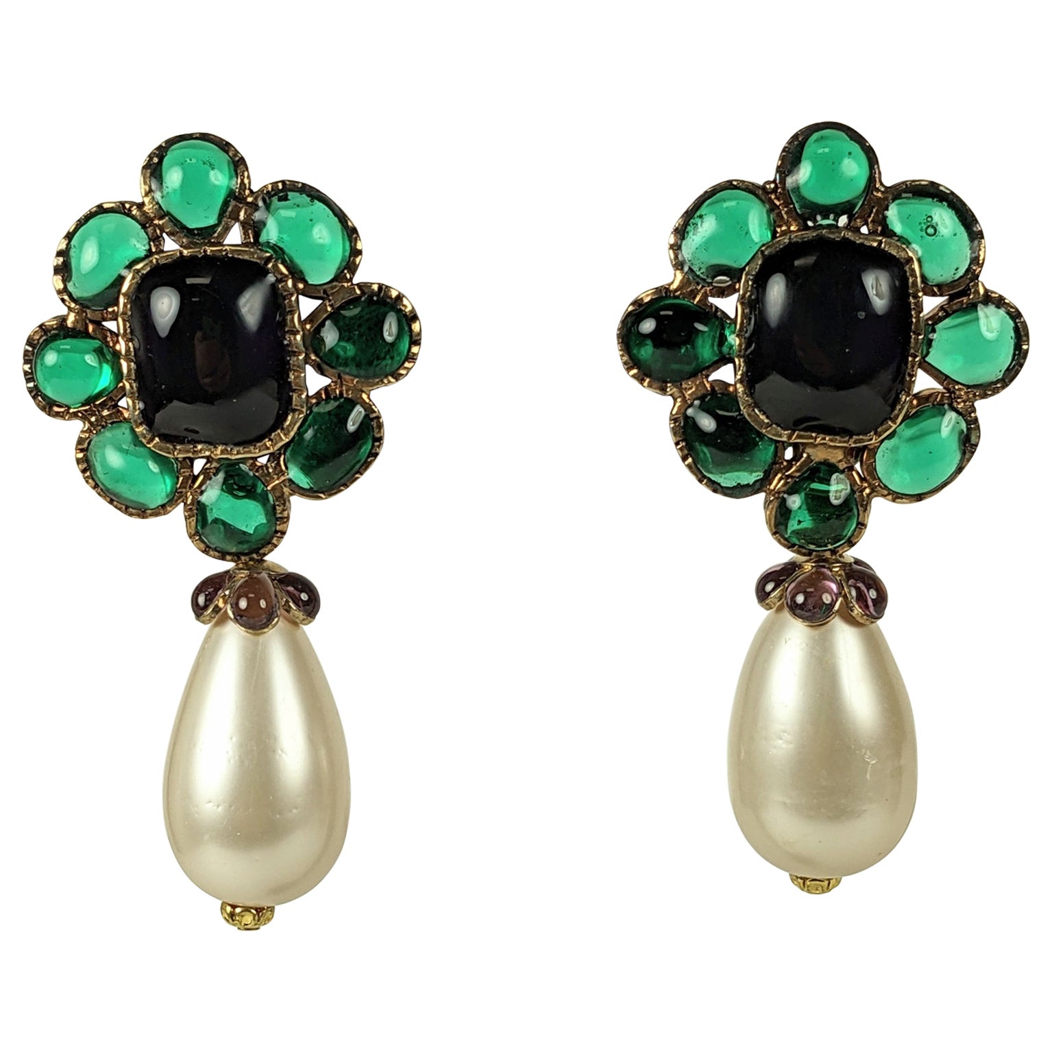 Chanel Moghul Pearl Drop Earrings, Maison Gripoix